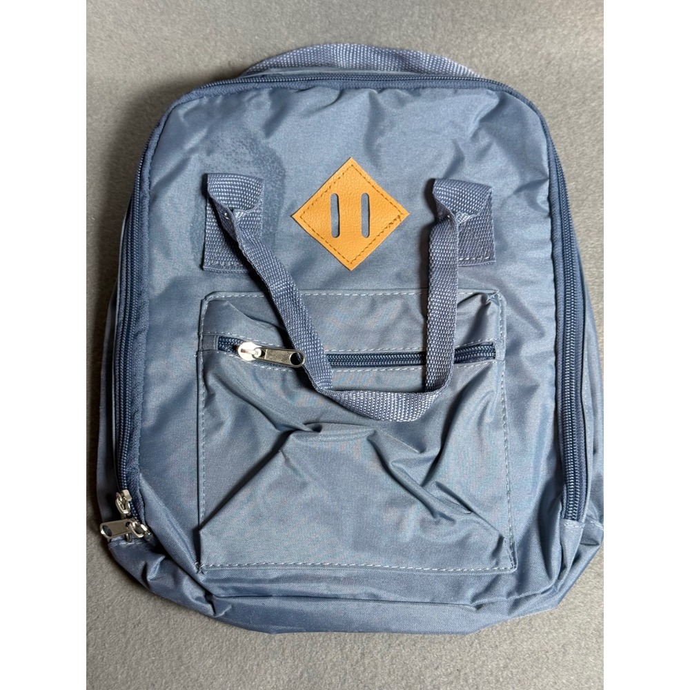 Unbranded Unisex Mini Backpack Square School Travel Blue Polyester Small Bag
